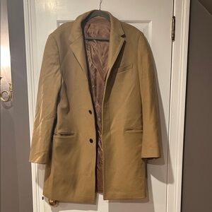 Club Monaco Men’s Camel Wool Button Front Top Dress Coat